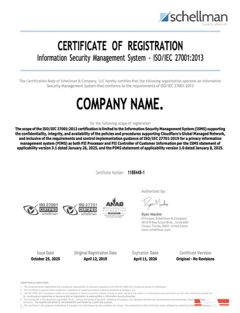USA Florida certificate of registration Word and PDF template, version 2